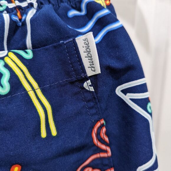 Chubbies Neon Lights 5.5 in Swim Trunks Navy blue Flamingo Margarita Size M - Picture 5 of 9
